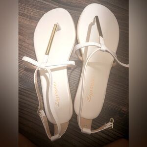 White strap flats sandal